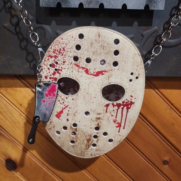 Dolls Kill Mask-Shaped Crossbody Bag in Cream and Red - Picture 2 of 11